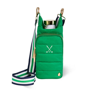 Navy, Green and White Striped Strap with Gold Hardware