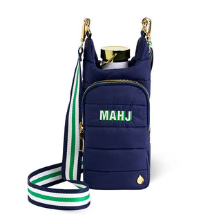 Navy HydroBag with Mahjong Embroidery and Navy, Green, White Strap