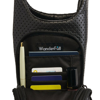 Black Coated Perforated Neoprene HydroBag® with Green, Black, White Striped Strap