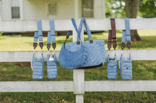 HydroBag® HANDLE™- Football Embroidery on Denim with Gold Hardware