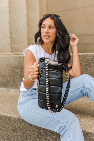 HydroBag® HANDLE™- Black Vegan Leather with Strap Bundle