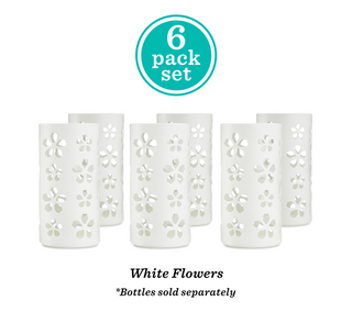 Flower Petals Silicone Protective Bottle Sleeves Set, for 16oz Bottles (White)