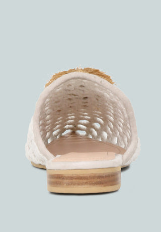 Miriam Woven Metallic Tassel Flat Mules