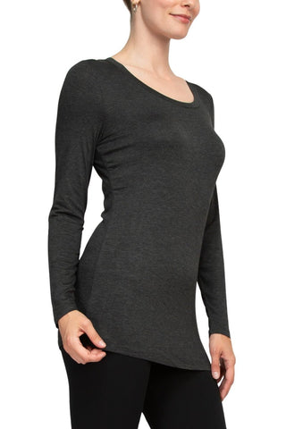 Cupio Scoop Neck Long Sleeve Solid Jersey Top - Glamourous Grace