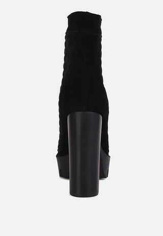 Yoko Fine Suede Quilted Ankle Boots