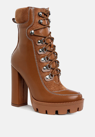 Yeti High Heel Lace Up Biker Boots