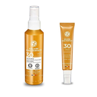 Yves Rocher Solaire Peau Parfaite Body Sun Spray SPF 30 150 ml &Solaire Peau Parfaite Spf 30 Anti Aging Sunscreen 40 ml - By Baano