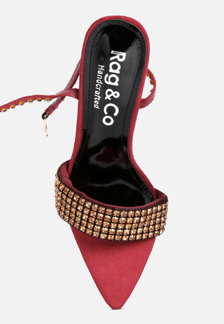 Zurin Black High Heeled Diamante Sandals