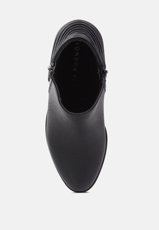 evan side zipper stacked heel ankle boots