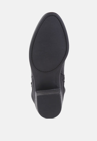 evan side zipper stacked heel ankle boots