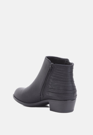 evan side zipper stacked heel ankle boots