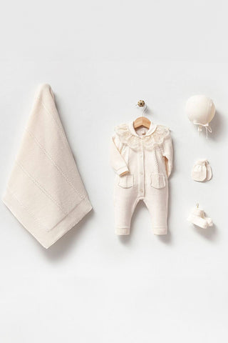 Adrian Cream Knit Newborn Coming Home Set (5 pcs) - By Baano