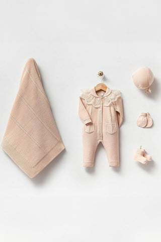 Adrian Beige Knit Newborn Coming Home Set (5 pcs) - By Baano