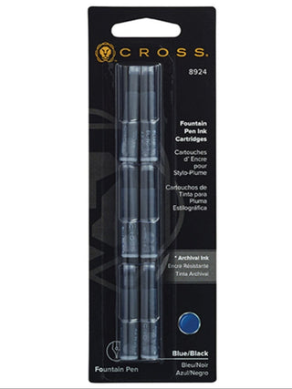 Fountain Pen Ink Cartridge - Blue/Black (6 per card) - By Baano