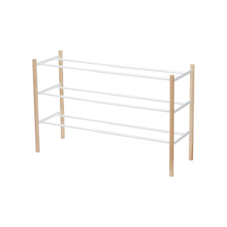 Expandable Shoe Rack (18" H) - Steel + Wood Yamazaki Home