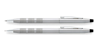 Classic Century® Satin Chrome Ballpoint Pen & 0.7MM Pencil Set - By Baano