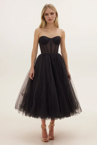 All For Love Strapless Tulle Midi Dress - By Baano