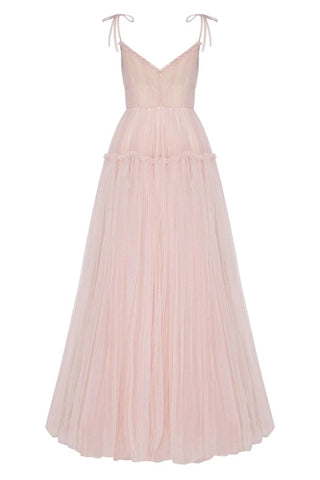 Alluring Beauty Tie-Strap Tulle Maxi Dress - By Baano