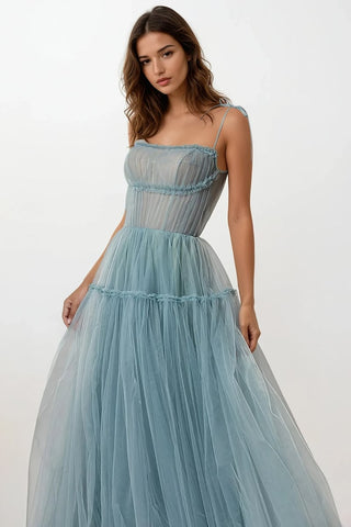 Alluring Beauty Tie-Strap Tulle Maxi Dress - By Baano