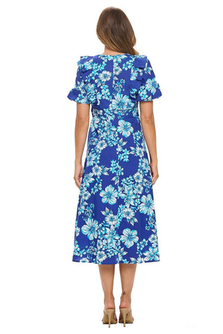 Navy Floral Midi Dress