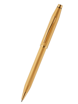 Century® II Polished 23KT Gold-plated Engraved Diamond Pattern Ballpoint Pen - By Baano