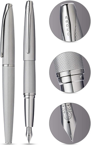 ATX® Sandblasted Titanium Gray Stainless Steel Medium Nib Fountain Pen - By Baano