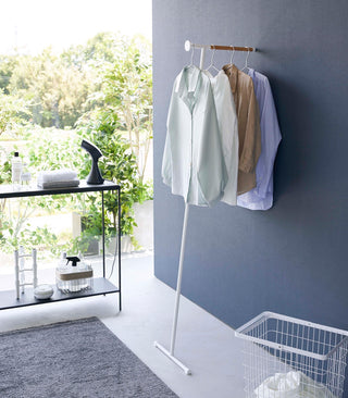 Leaning Clothes Hanger (64" H) - Steel + Wood Yamazaki Home