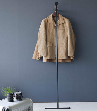 Leaning Clothes Hanger (64" H) - Steel + Wood Yamazaki Home