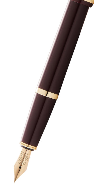Bailey Light™ Polished Burgundy Resin and Gold Tone Extra-Fine Fountain Pen - By Baano