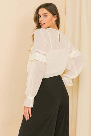 HIGH EXPECTATIONS KNIT EYELET TOP - By Baano