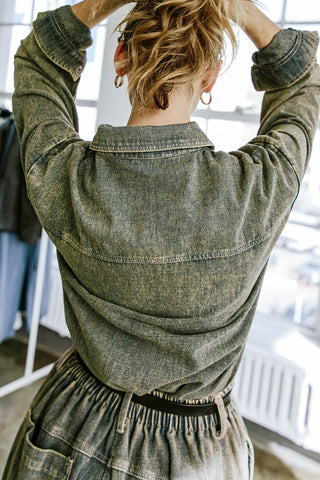 STUCK IN YOUR WAYS DENIM TOP - By Baano