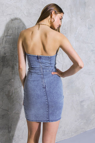 BRIGHT STAR DENIM MINI DRESS - By Baano