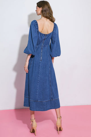 FEELIN'S GROOVY DENIM MIDI DRESS - By Baano