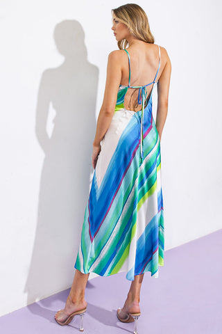 SENSE OF SERENITY WOVEN SATIN MIDI DRESS - By Baano