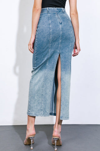 THE GRASS IS GREENER DENIM MIDI SKIRT - By Baano