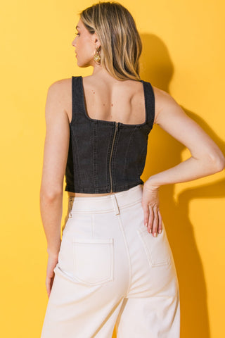 ALL AHEAD DENIM CROP TOP - By Baano