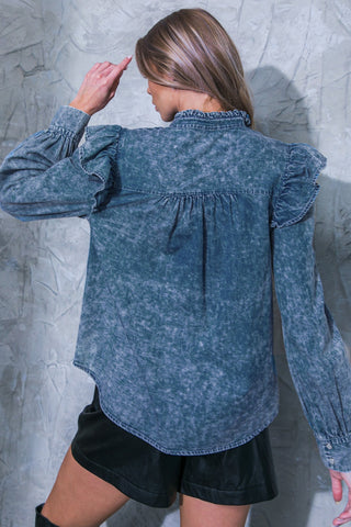 NO GOODBYES DENIM TOP - By Baano