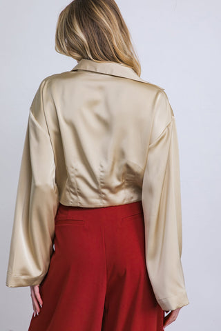 POWERFUL CHARM WOVEN SATIN TOP - By Baano