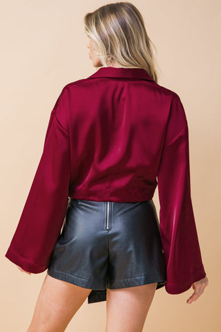 POWERFUL CHARM WOVEN SATIN TOP - By Baano