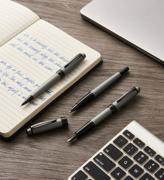 Bailey™ Matte Gray Lacquer Stainless Steel Extra-Fine Nib Fountain Pen - By Baano