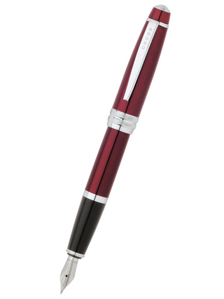 Bailey™ Red Lacquer Stainless Steel Medium Nib Fountain Pen - By Baano