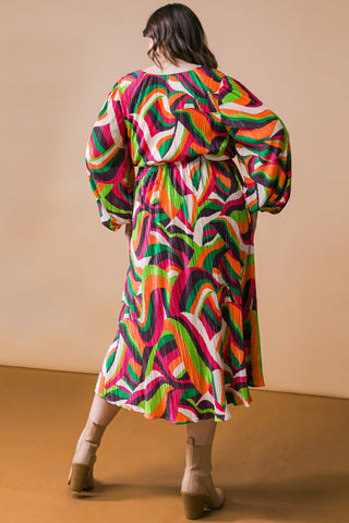 DESTINED TO IMPRESS PLISSE MIDI DRESS - By Baano