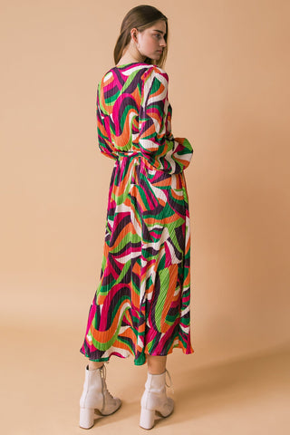 DESTINED TO IMPRESS PLISSE MIDI DRESS - By Baano