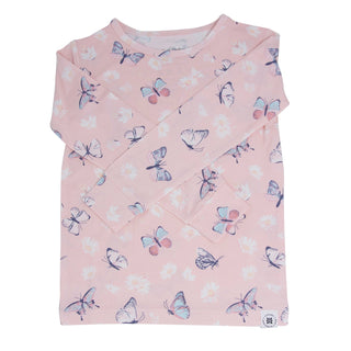 Pink Butterfly Daisy Bamboo Big Kid Pajama Set - By Baano