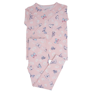 Pink Butterfly Daisy Bamboo Big Kid Pajama Set - By Baano