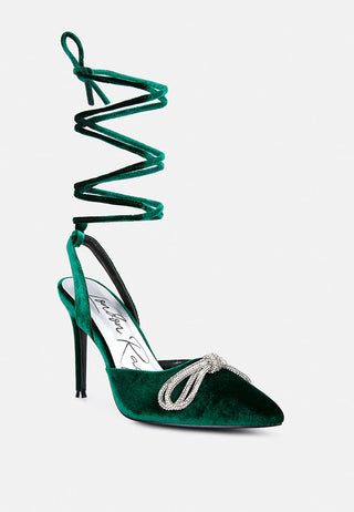 Big Treat Rhinestone Embellished Lace Up Sandals