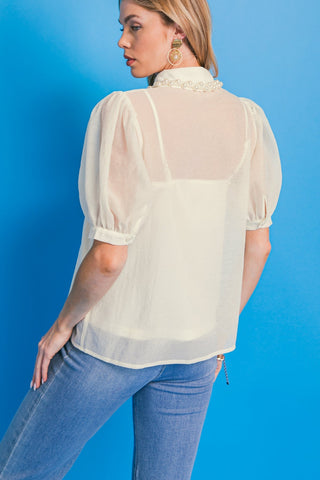 EASY ESSENTIAL IVORY WOVEN TOP - By Baano