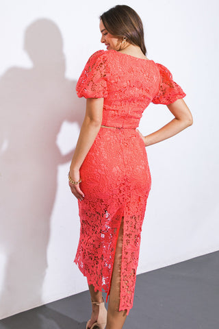 UNFORGETTABLE ICON WOVEN LACE TOP AND SKIRT SET - By Baano