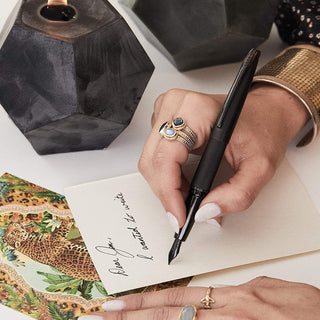 ATX® Brushed Black Stainless Steel Fine Nib Fountain Pen - By Baano