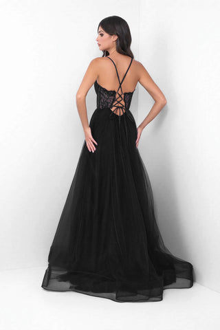 Dani Gown - Black - A-Line Tulle Lace Formal Dress - By Baano